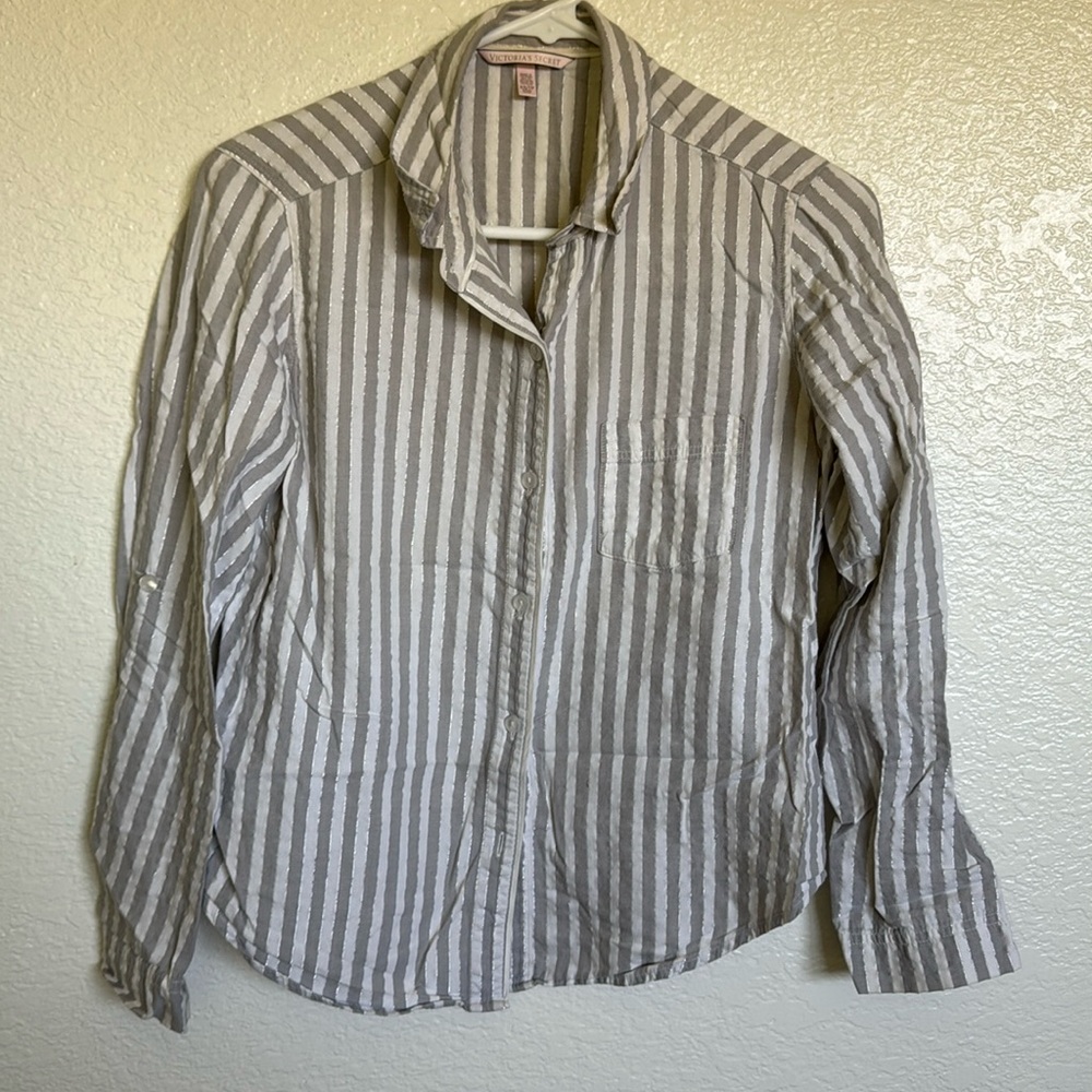Victoria’s Secret Pajama Set Gray Stripe XS/TP
